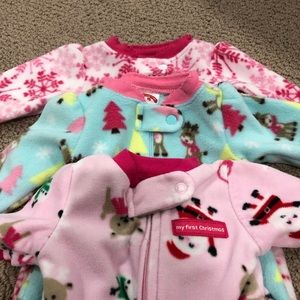 3 preemie Christmas fleece sleepers